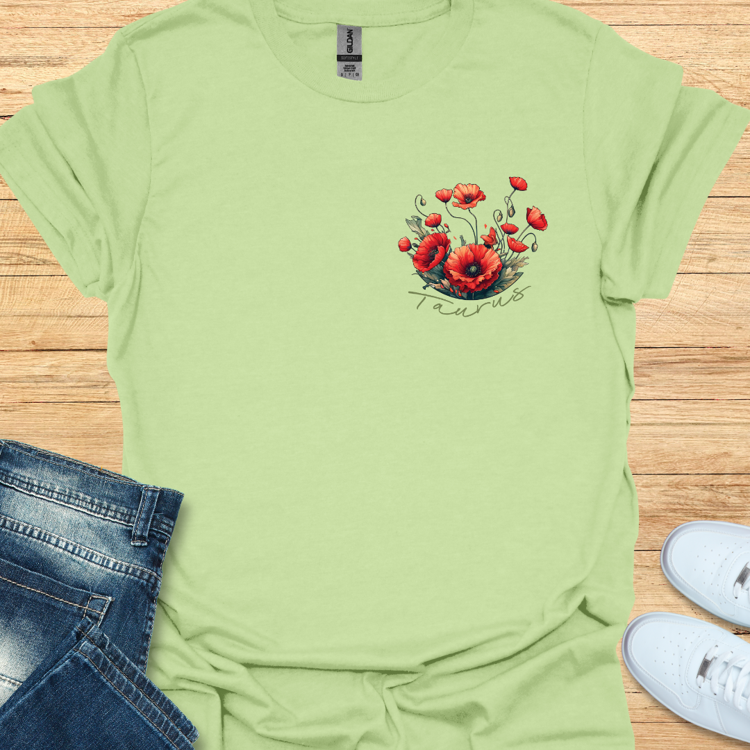Taurus Poppy Art T-Shirt