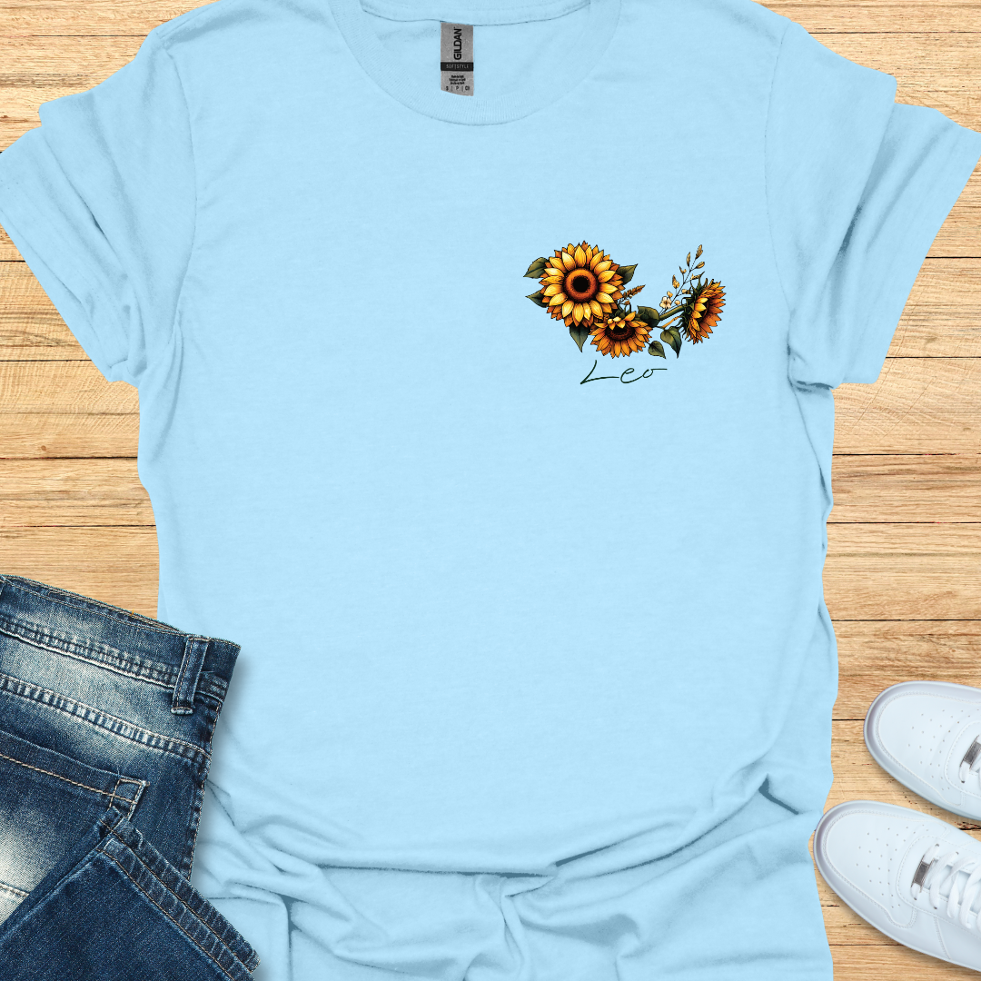 Leo Sunflower Art T-Shirt