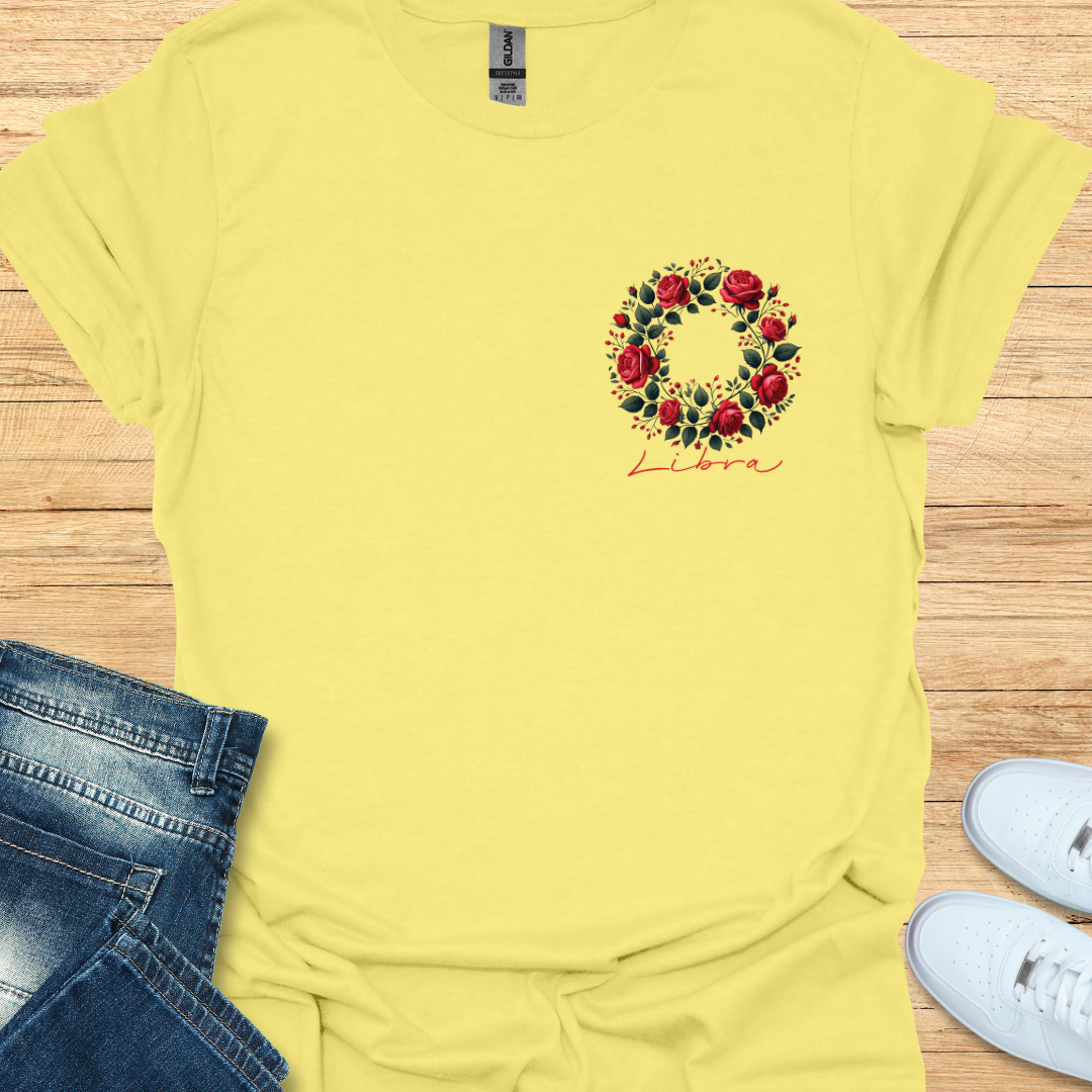 Libra Red Rose Art T-Shirt
