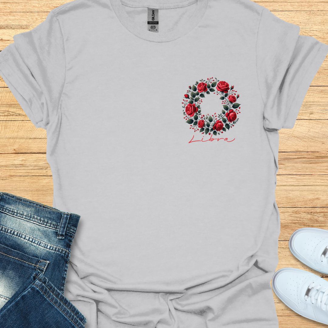 Libra Red Rose Art T-Shirt