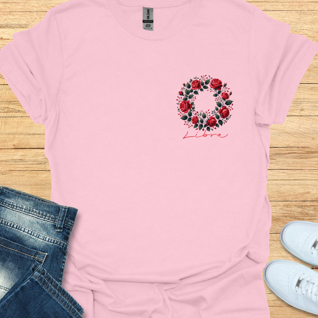 Libra Red Rose Art T-Shirt