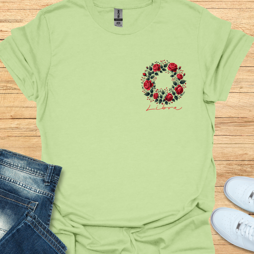 Libra Red Rose Art T-Shirt