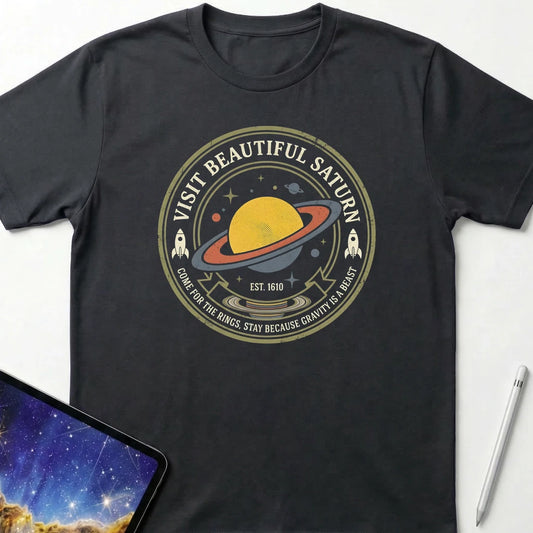 Visit Beautiful Saturn T-Shirt Black