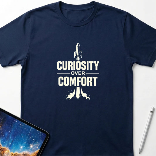 Curiosity Over Comfort T-Shirt Navy