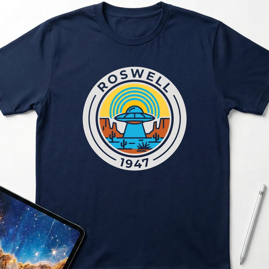 Roswell 1947 Shield T-Shirt Navy