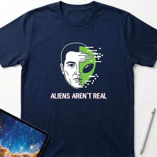 Aliens Aren't Real T-Shirt Navy
