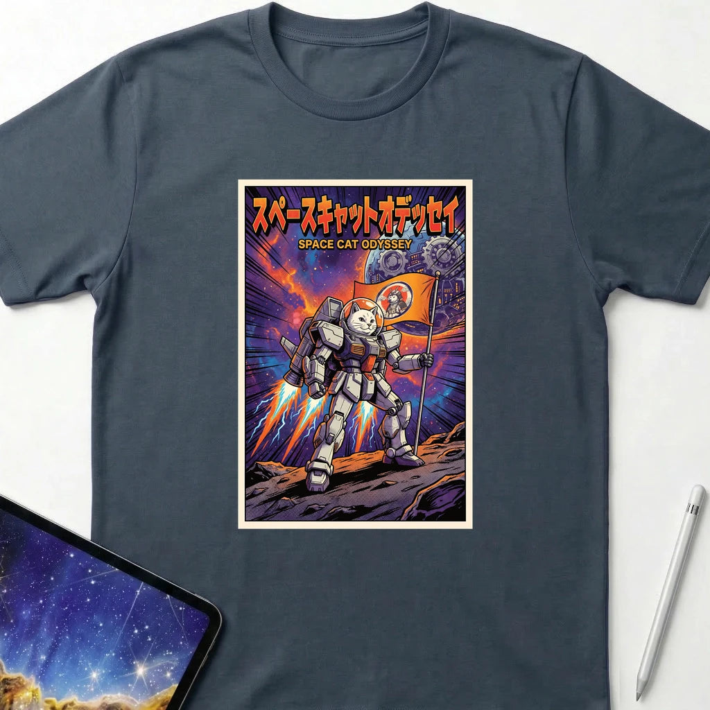 Space Cat Odyssey T-Shirt Dark Heather