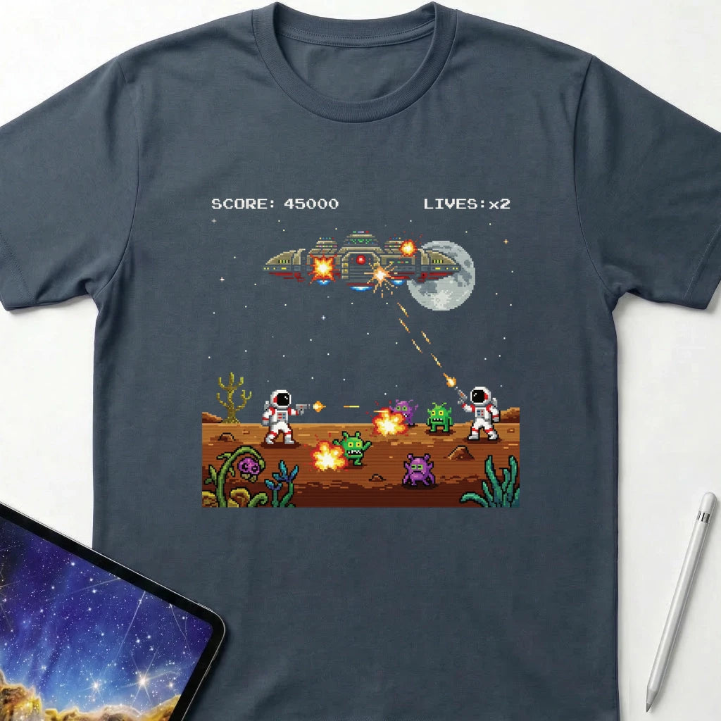 16-bit Space War T-Shirt Dark Heather