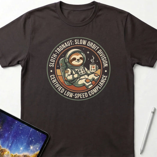 Sloth-tronaut Slow Orbit T-Shirt Dark Heather