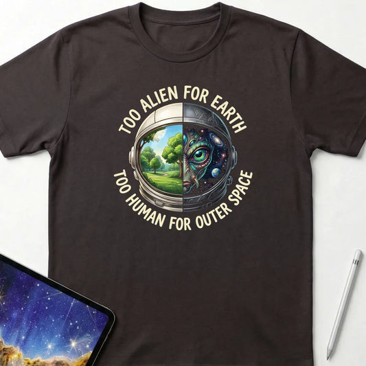 Too Alien for Earth T-Shirt Dark Chocolate