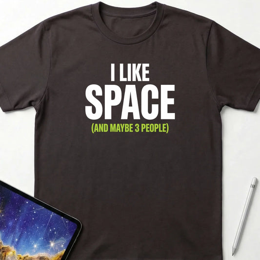 I Like Space and 3 People T-Shirt Dark Chocolate