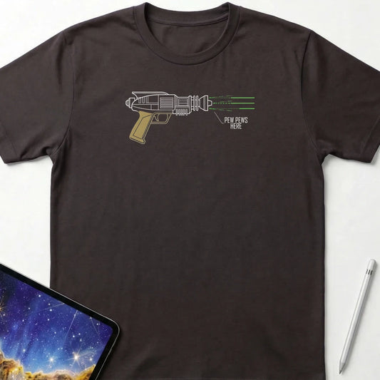 Pew Pews Here T-Shirt Dark Chocolate