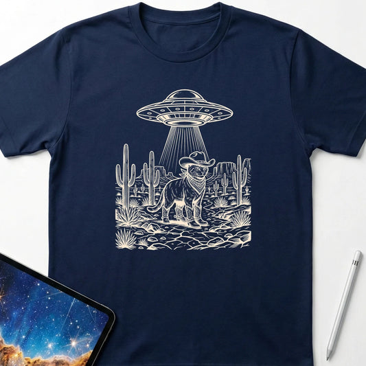 UFO Cowboy Cat T-Shirt Navy