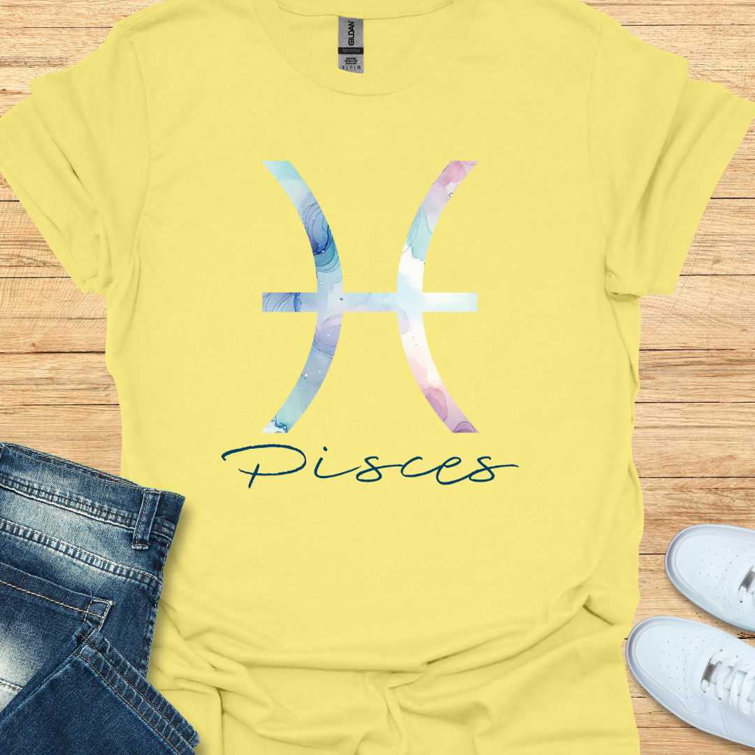 Pisces Bold Watercolor Sign T-Shirt