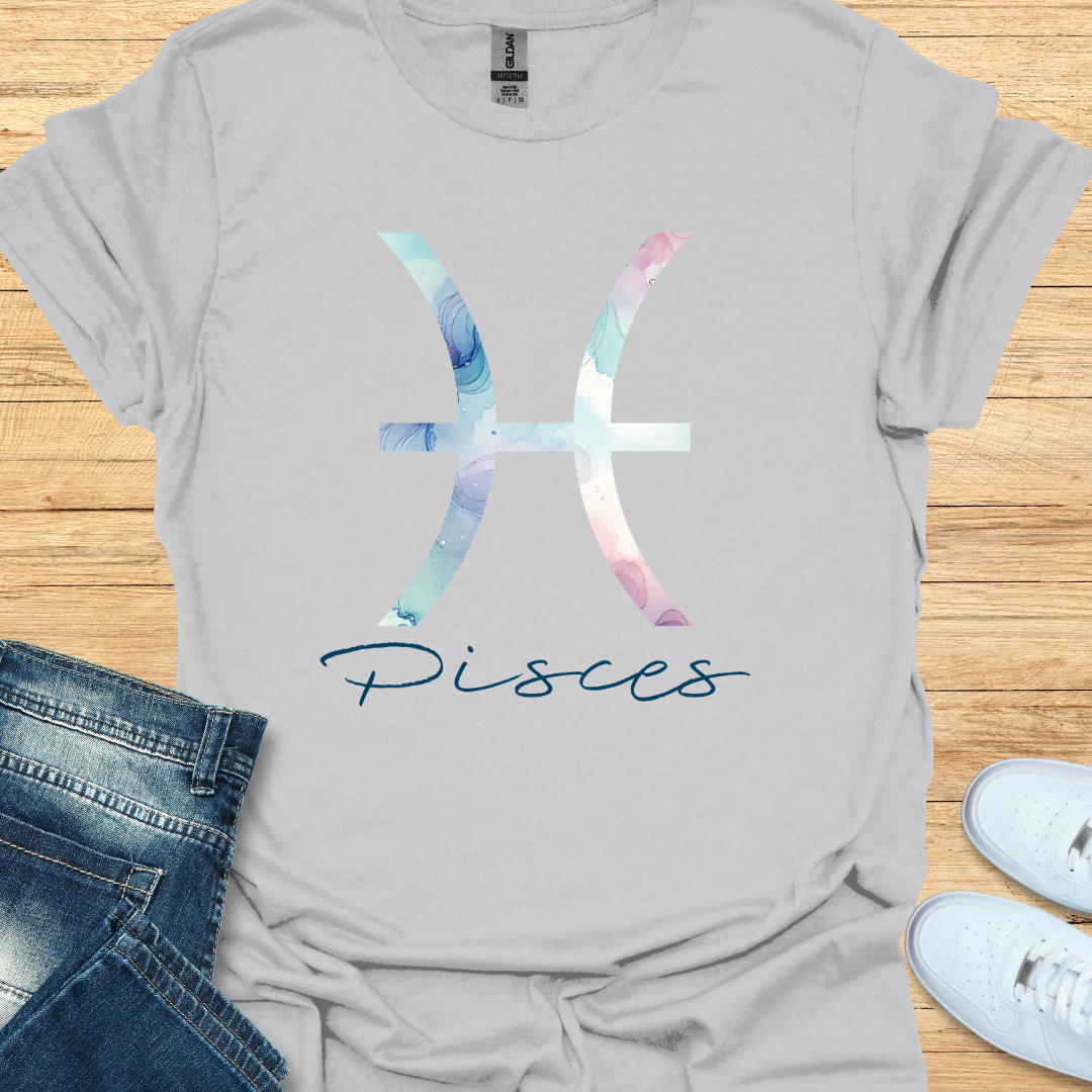 Pisces Bold Watercolor Sign T-Shirt