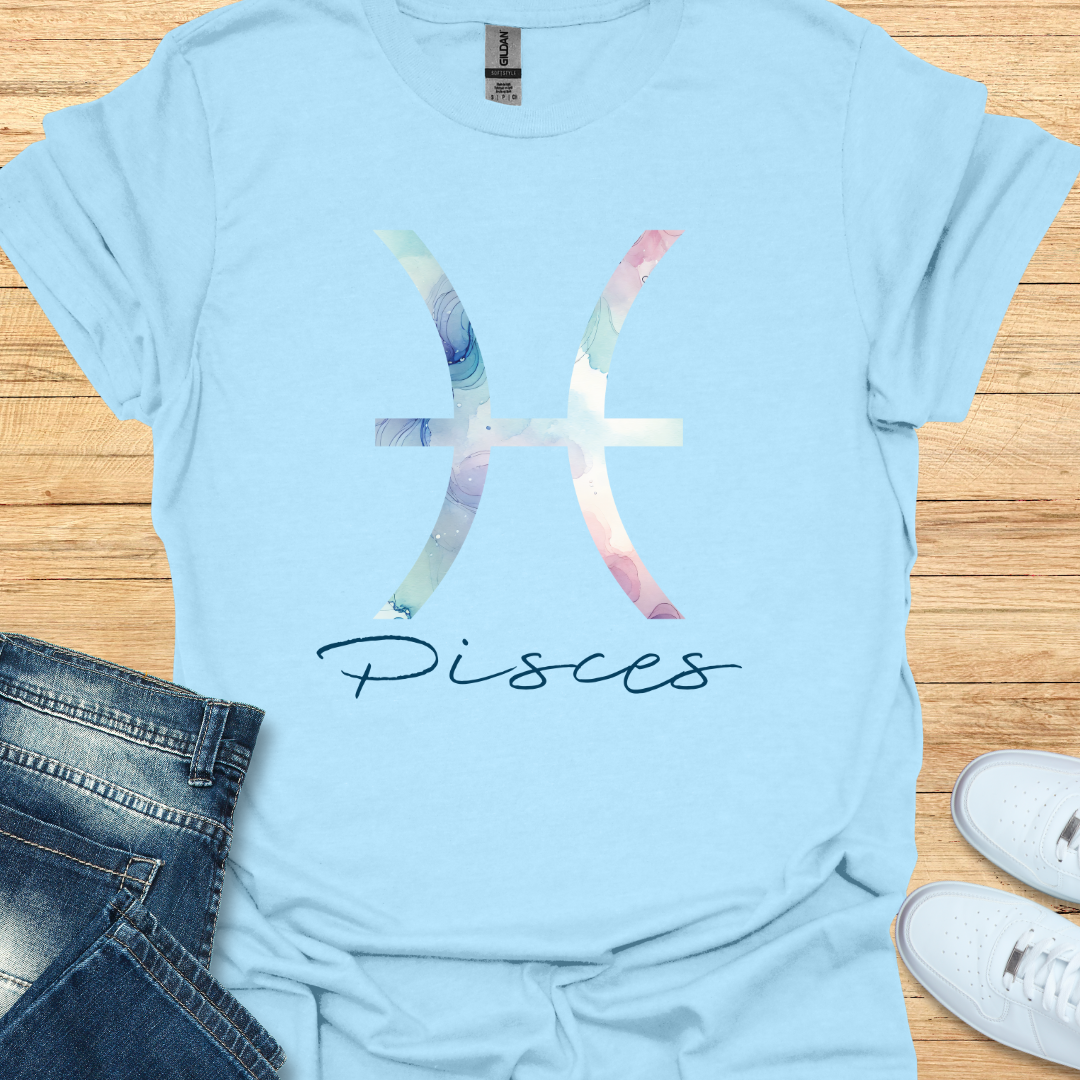Pisces Bold Watercolor Sign T-Shirt
