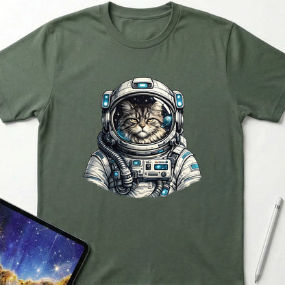 Houston, Purr-blem T-Shirt Military Green