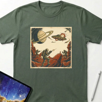 Space Battle T-Shirt Military Green