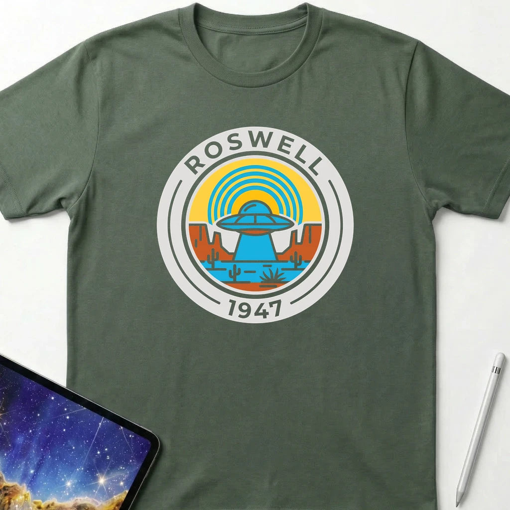 Roswell 1947 Shield T-Shirt Military green