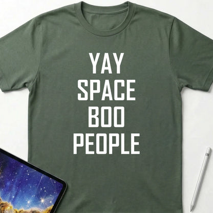 Yay Space Boo People T-Shirt Military Green