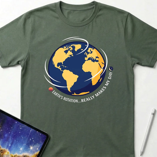 Earth's Rotation Makes My Day T-Shirt Military Green