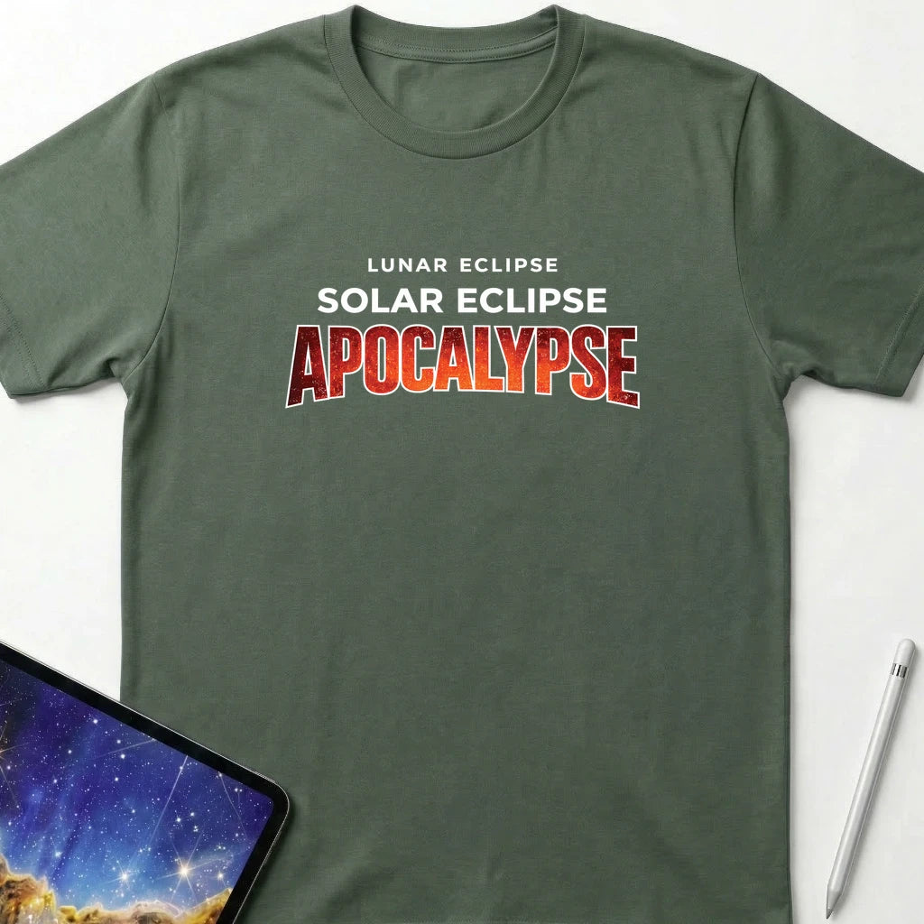 Lunar Eclipse Solar Eclipse Apocalypse T-Shirt Military Green