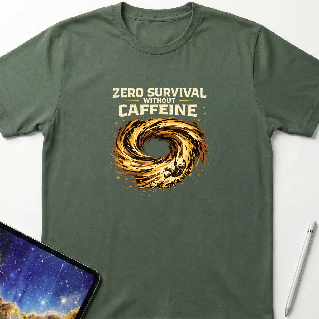 Zero Survival Without Caffeine T-Shirt Military Green