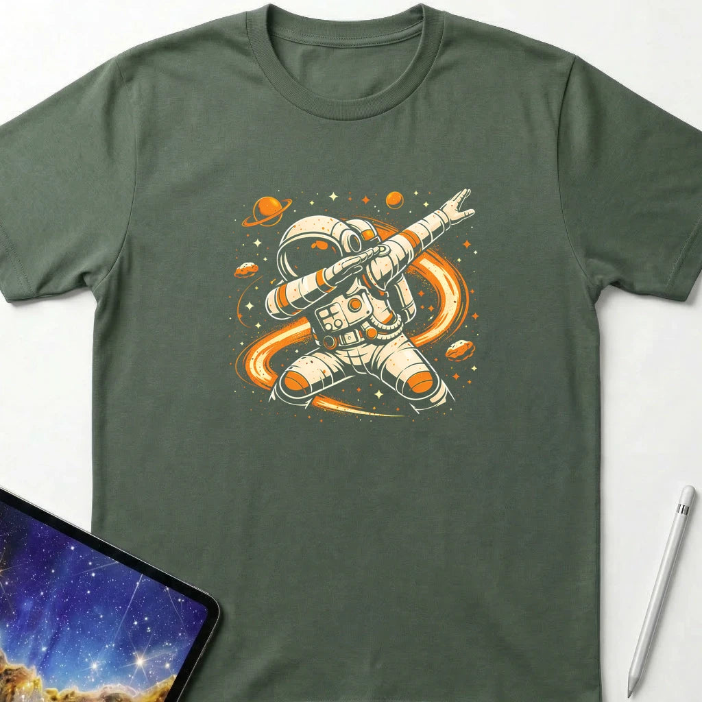 Dabbing Astronaut T-Shirt Military Green