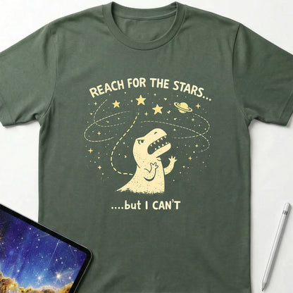 Dino Can't Reach for the Stars T-Shirt Military Green