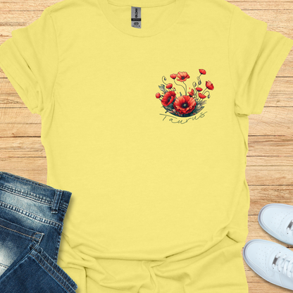 Taurus Poppy Art T-Shirt