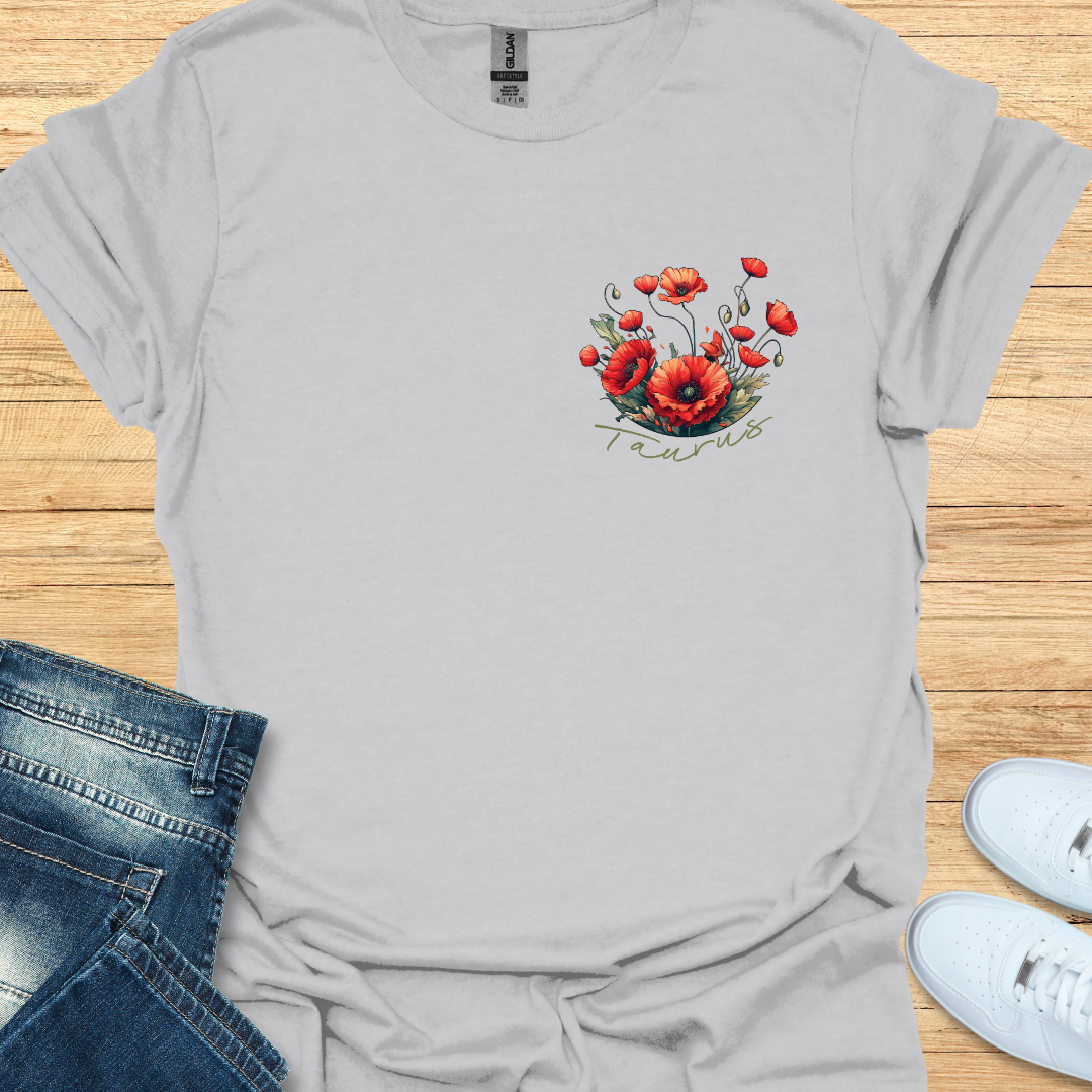 Taurus Poppy Art T-Shirt