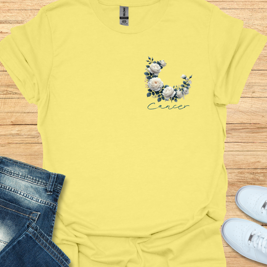 Cancer White Rose Art T-Shirt
