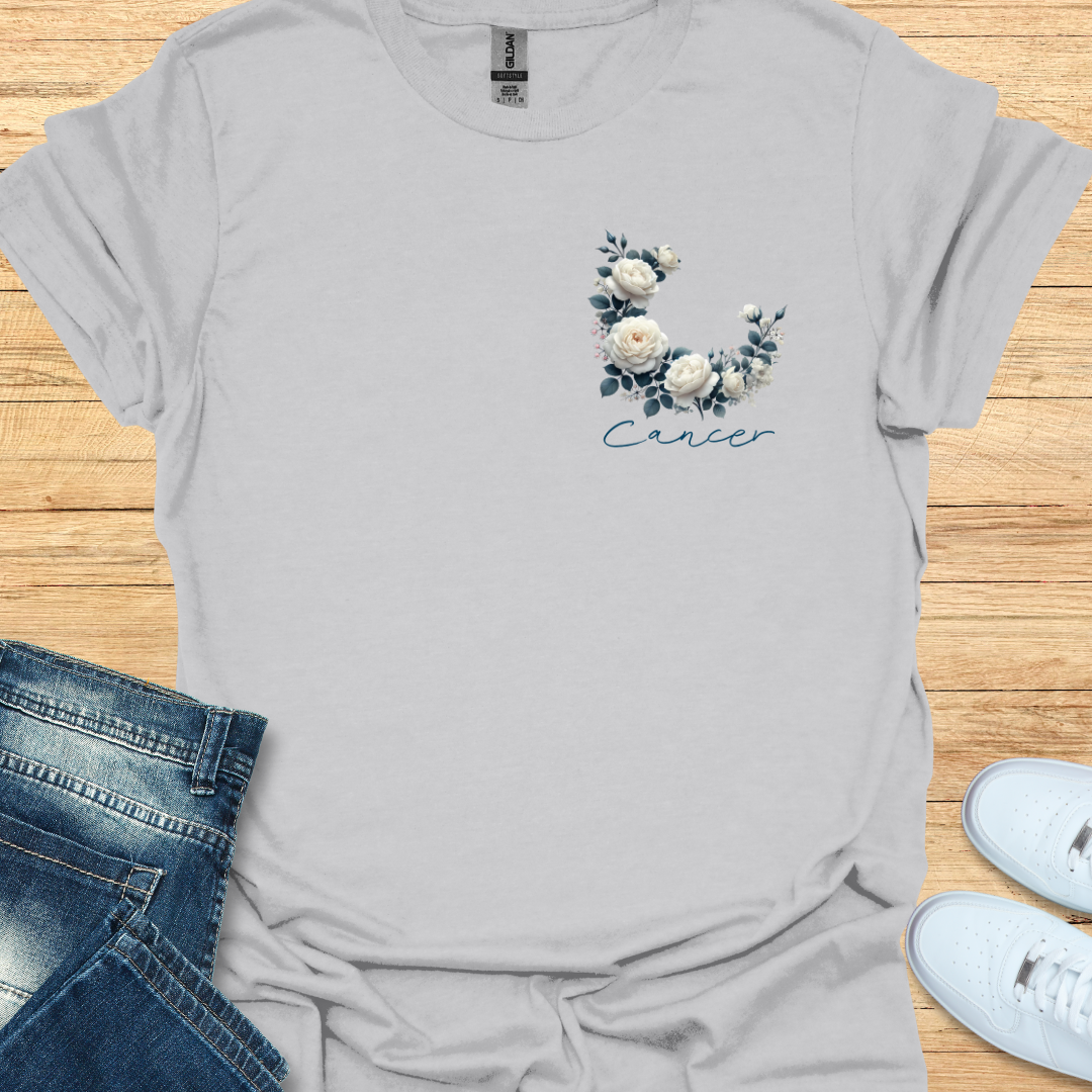 Cancer White Rose Art T-Shirt