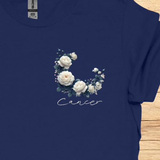 Cancer White Rose Art T-Shirt
