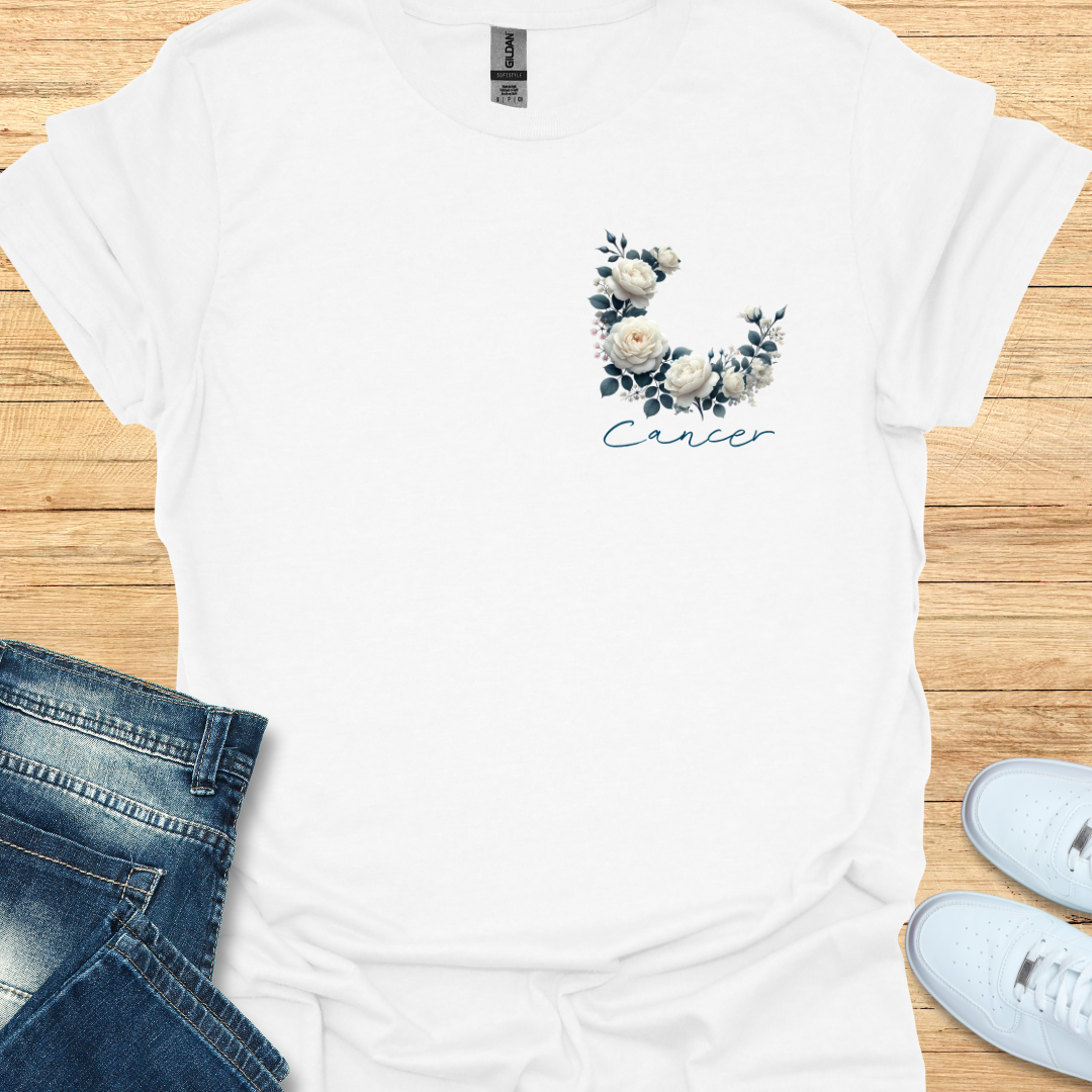 Cancer White Rose Art T-Shirt