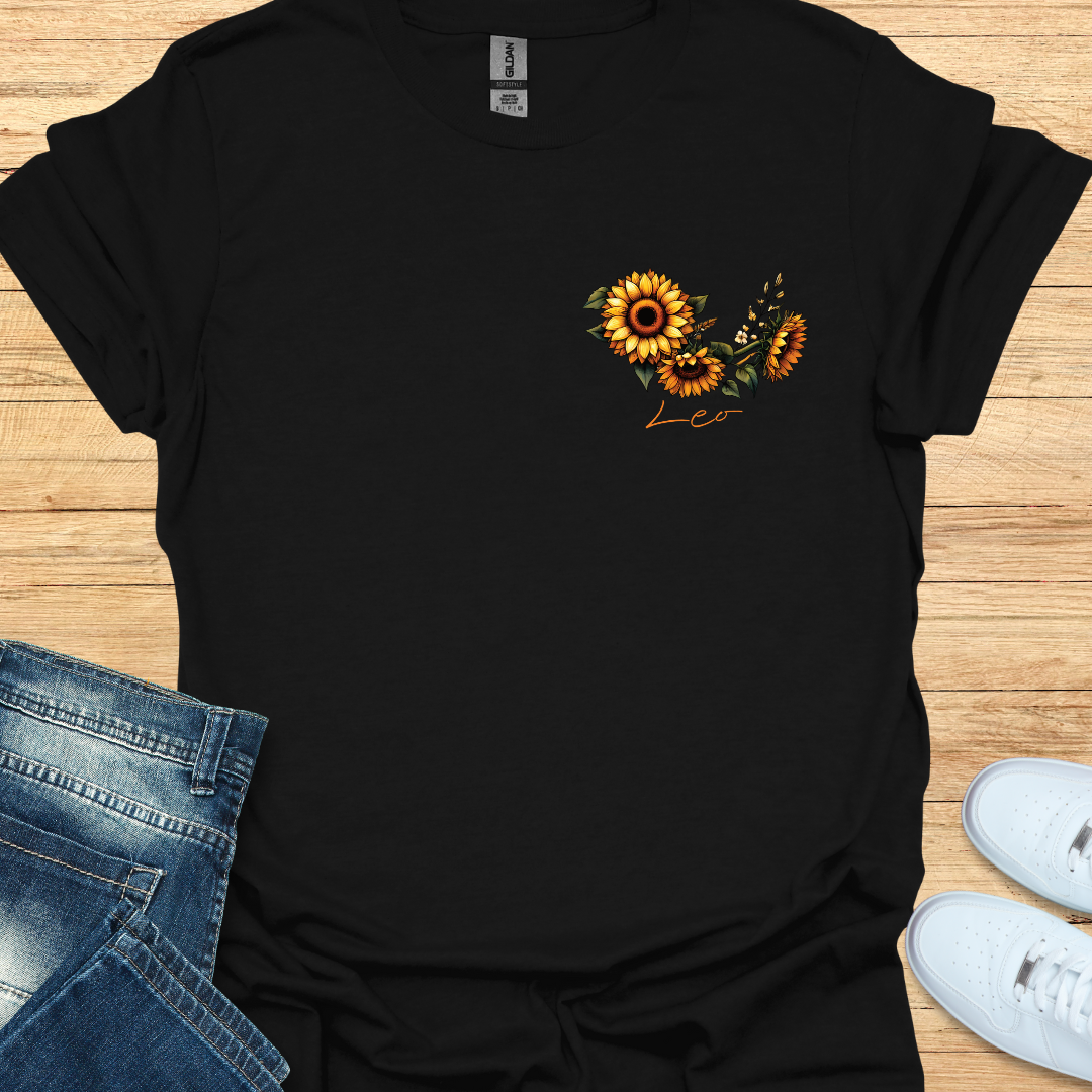 Leo Sunflower Art T-Shirt