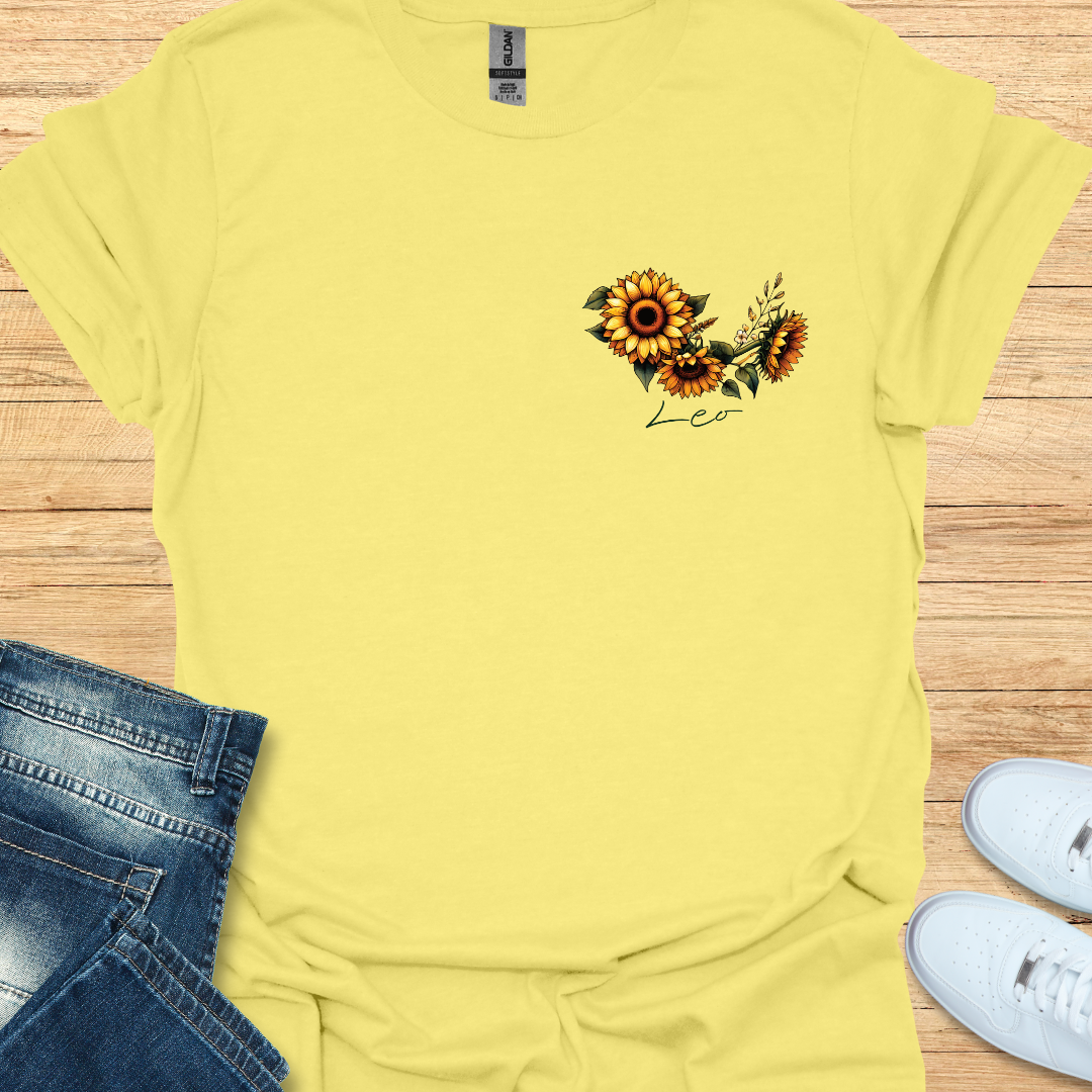 Leo Sunflower Art T-Shirt