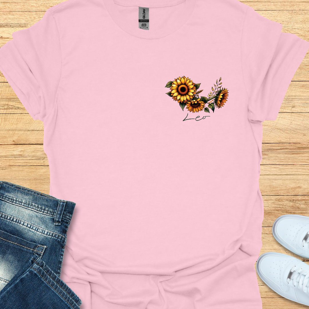 Leo Sunflower Art T-Shirt