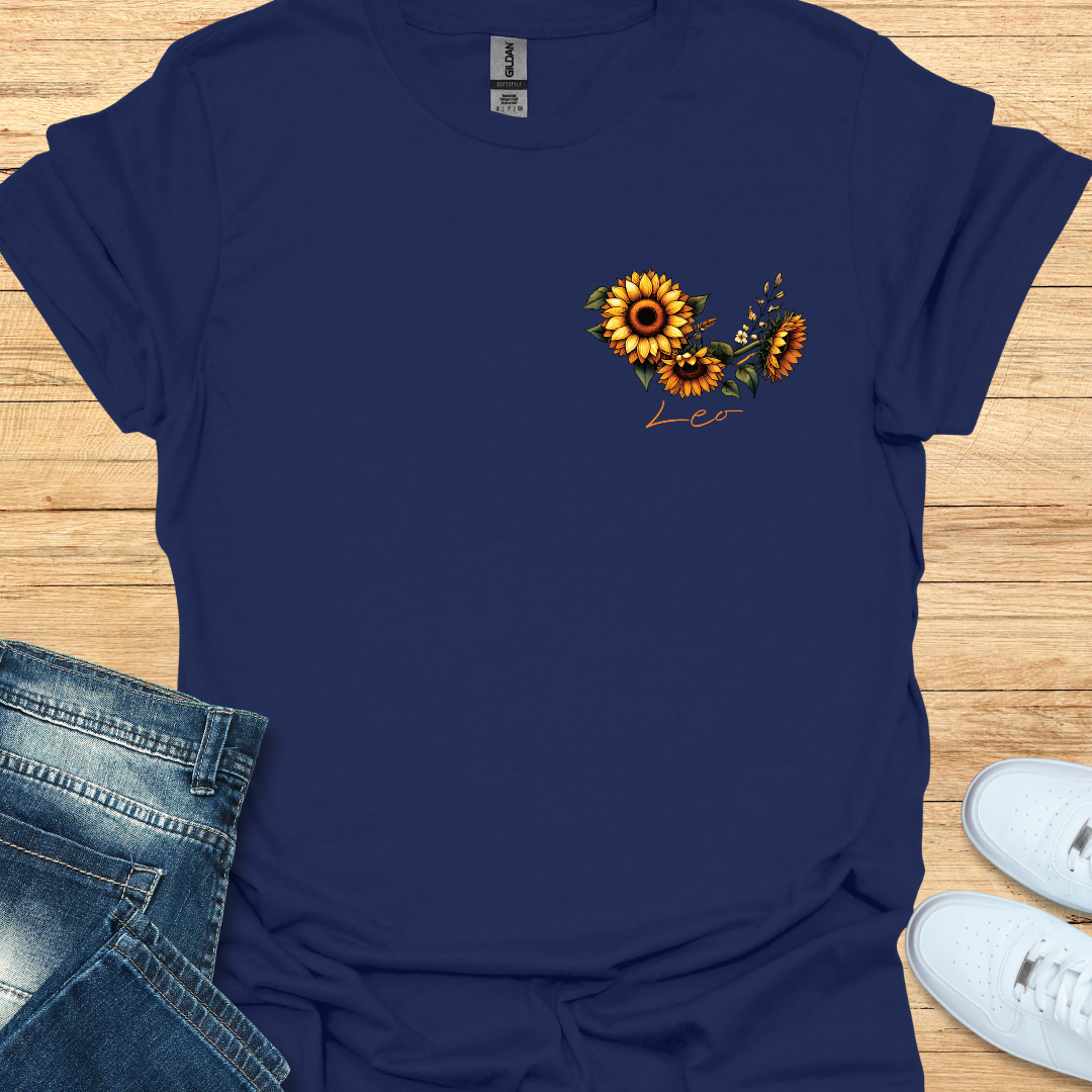 Leo Sunflower Art T-Shirt