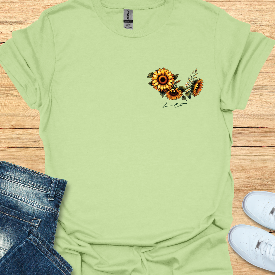 Leo Sunflower Art T-Shirt