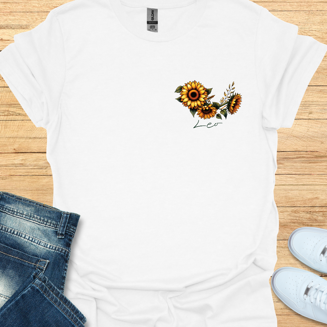 Leo Sunflower Art T-Shirt