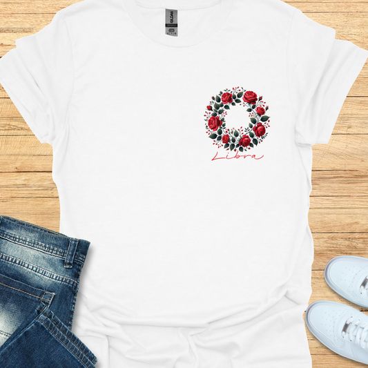 Libra Red Rose Art T-Shirt