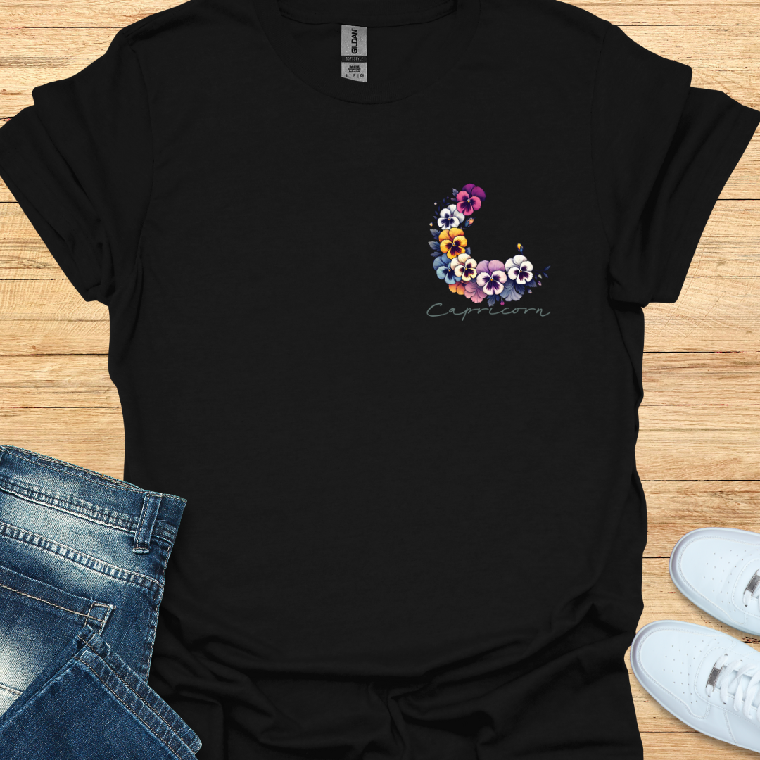 Capricorn Pansy Art T-Shirt