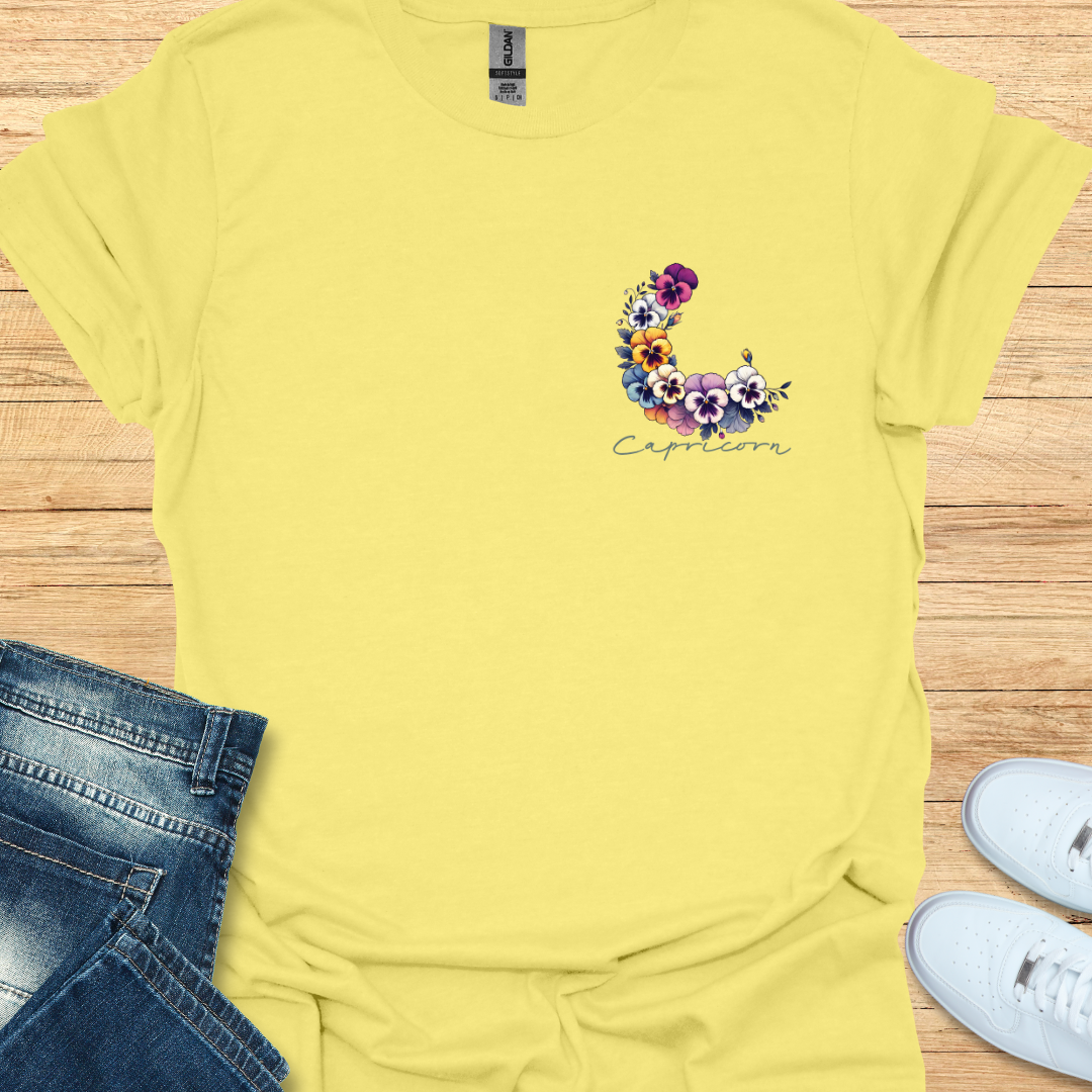 Capricorn Pansy Art T-Shirt