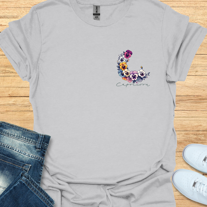 Capricorn Pansy Art T-Shirt