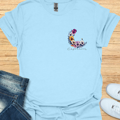 Capricorn Pansy Art T-Shirt