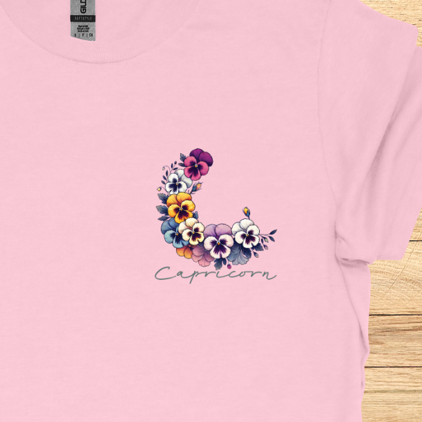 Capricorn Pansy Art T-Shirt