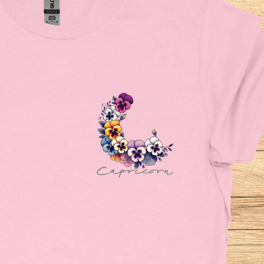 Capricorn Pansy Art T-Shirt
