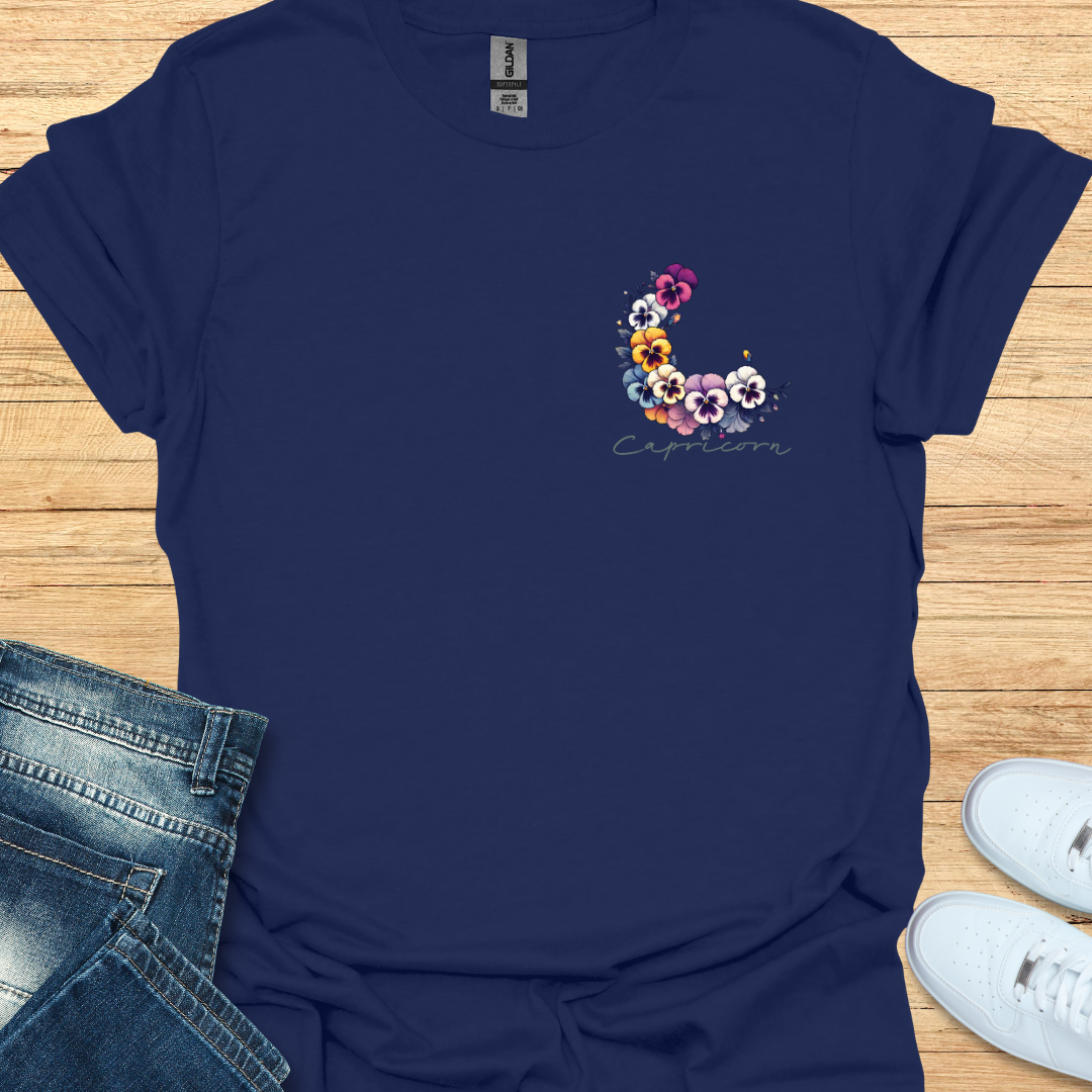 Capricorn Pansy Art T-Shirt