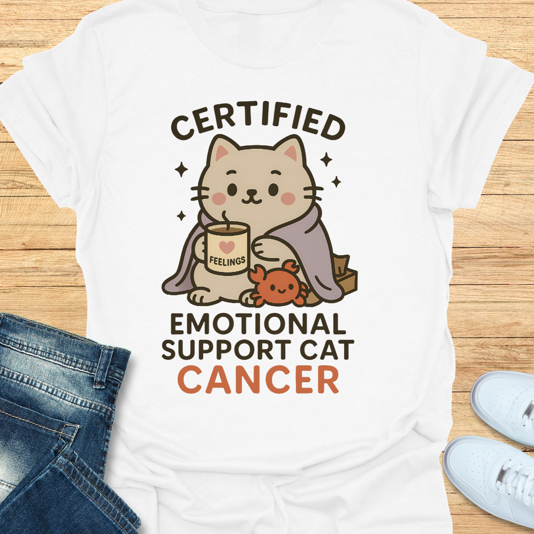 Cancer Certifed Emotional Support Cat T-Shirt